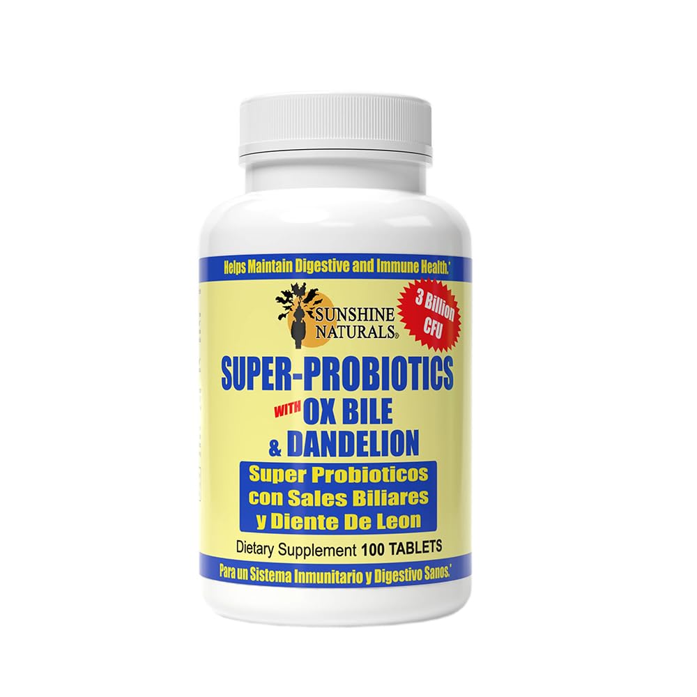 Sunshine Naturals Super Probiotics Supplement. Improves Digestion, Gut Health, Immune System Support, and Healthy Bowel Function. Promotes Healthy Flora. 100 Capsules. - dailyvitalstore