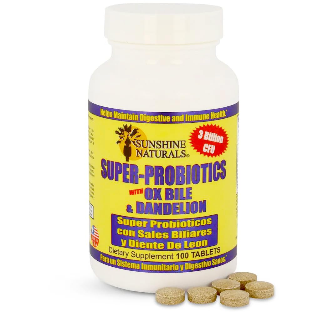 Sunshine Naturals Super Probiotics Supplement. Improves Digestion, Gut Health, Immune System Support, and Healthy Bowel Function. Promotes Healthy Flora. 100 Capsules. - dailyvitalstore