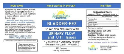 Sunshine Vitamins Bladder-EEZ | All-Natural Bladder Infection UTI Relief Support for Women with D-Mannose | Urinary Tract Infection Health with Immune System Support (1 Bottle of 120 Capsules) - dailyvitalstore