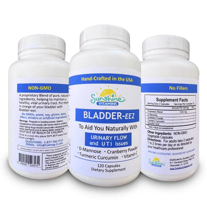 Sunshine Vitamins Bladder-EEZ | All-Natural Bladder Infection UTI Relief Support for Women with D-Mannose | Urinary Tract Infection Health with Immune System Support (1 Bottle of 120 Capsules) - dailyvitalstore
