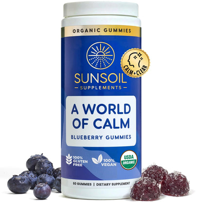 Sunsoil A World of Calm Organic Gummies, USDA Certified Organic, No Glucose, Vegan, Gluten-Free, Plant-Based - dailyvitalstore