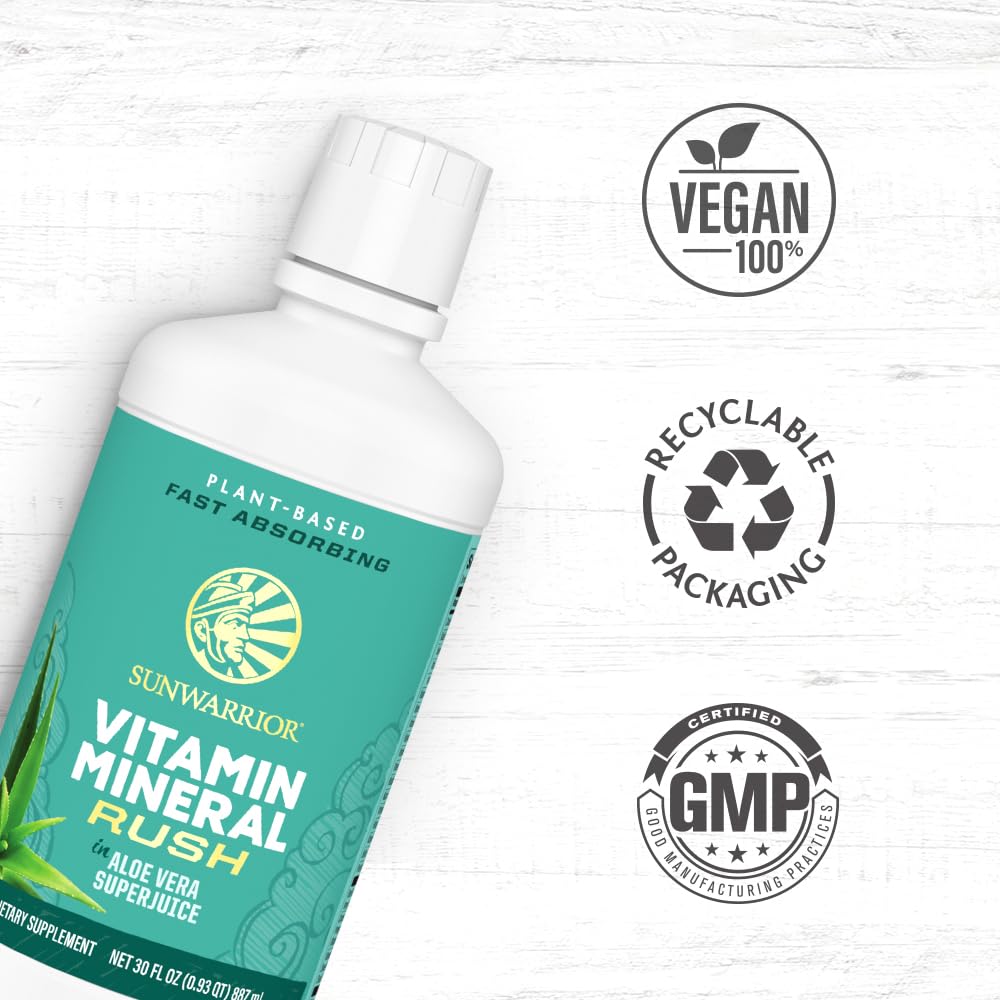 Sunwarrior Liquid Multivitamin Supplements & Minerals Vegan Plant-Based with Aloe Vera for Men and Women | Energy & Immune Support Gluten Sugar Dairy Free | 30 Fl Oz - dailyvitalstore