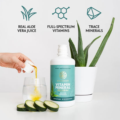 Sunwarrior Liquid Multivitamin Supplements & Minerals Vegan Plant-Based with Aloe Vera for Men and Women | Energy & Immune Support Gluten Sugar Dairy Free | 30 Fl Oz - dailyvitalstore