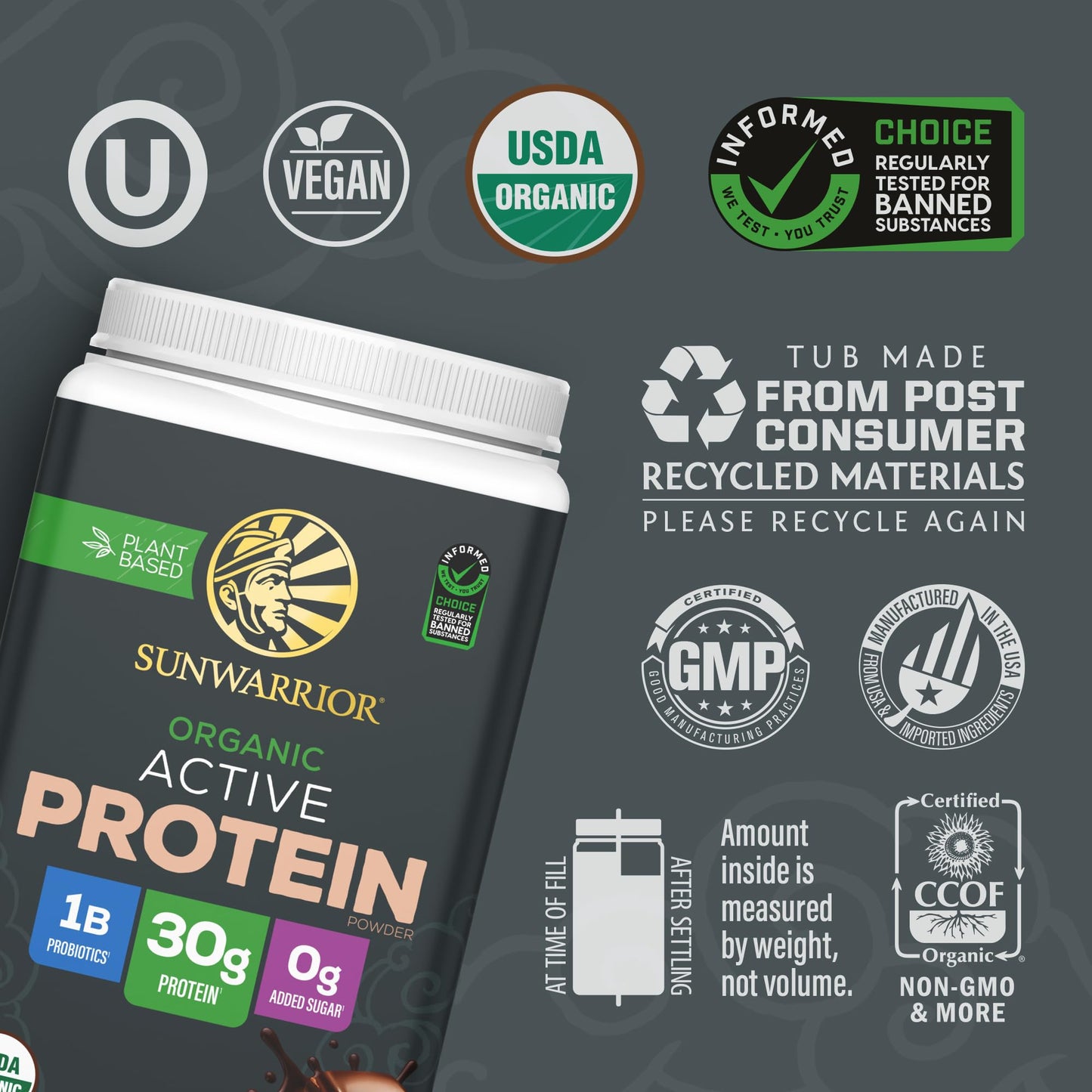 Sunwarrior Organic Plant Based Protein Powder | Vegan Organic Protein Powder with BCAA Amino Acids Plus Recovery Minerals & Botanicals | Non-GMO Soy Dairy & Gluten Free - dailyvitalstore