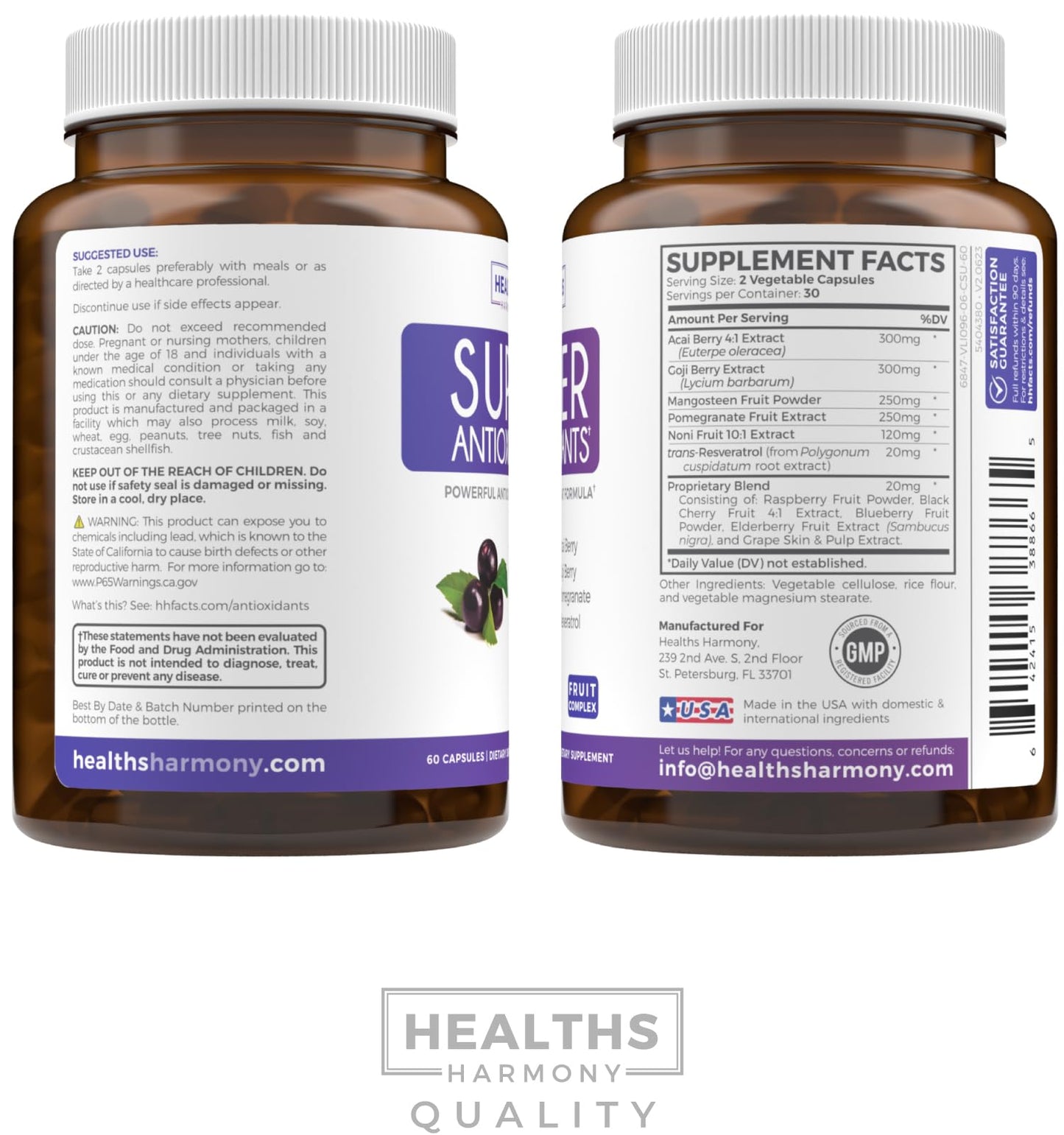 Super Antioxidants Supplement for Women & Men - High Potency Herbal & Fruit Blend with Acai, Goji, Pomegranate, Elderberry & Resveratrol for Skin Care & Immune Support - dailyvitalstore