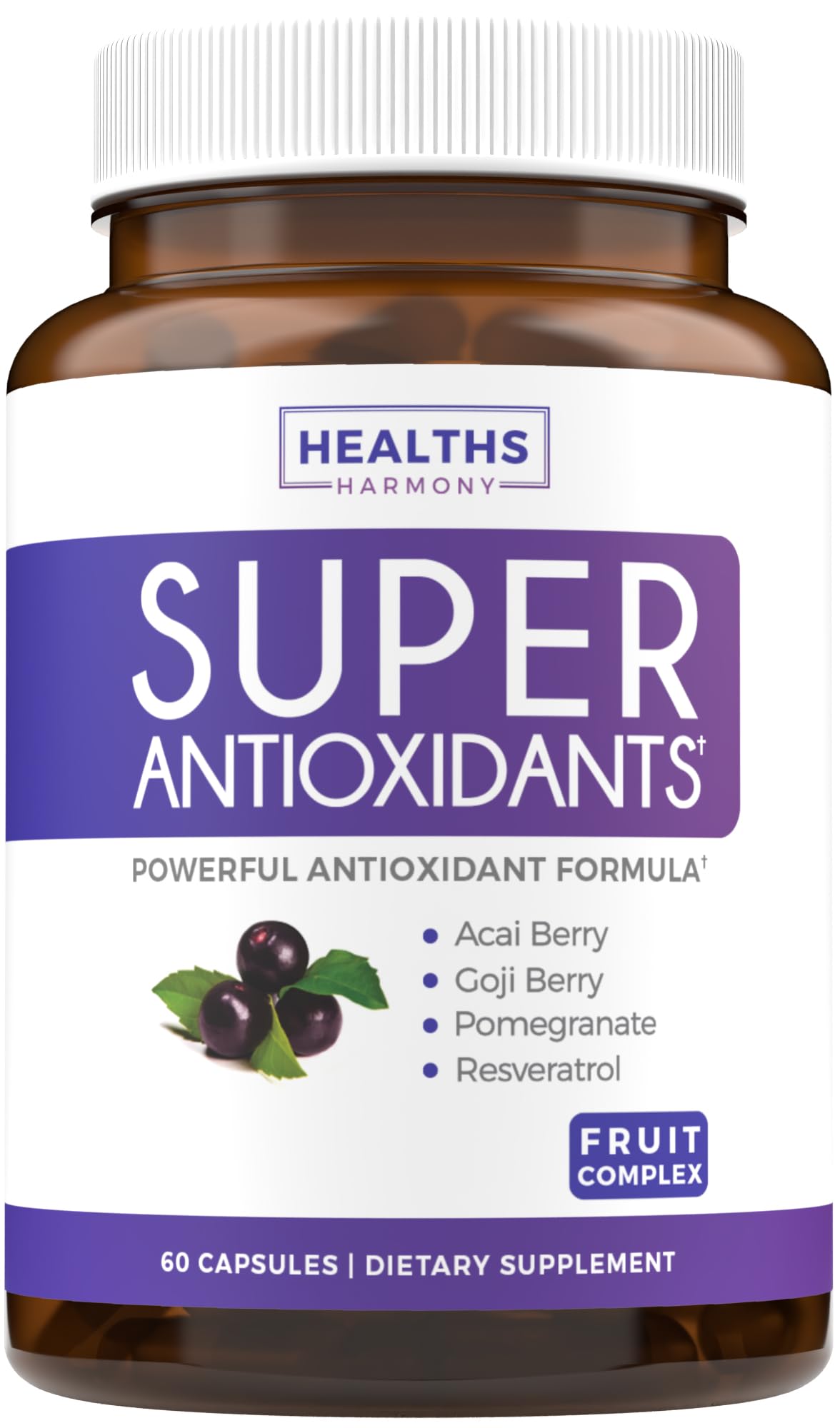 Super Antioxidants Supplement for Women & Men - High Potency Herbal & Fruit Blend with Acai, Goji, Pomegranate, Elderberry & Resveratrol for Skin Care & Immune Support - dailyvitalstore
