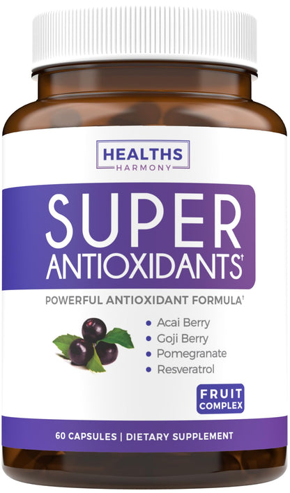 Super Antioxidants Supplement for Women & Men - High Potency Herbal & Fruit Blend with Acai, Goji, Pomegranate, Elderberry & Resveratrol for Skin Care & Immune Support - dailyvitalstore