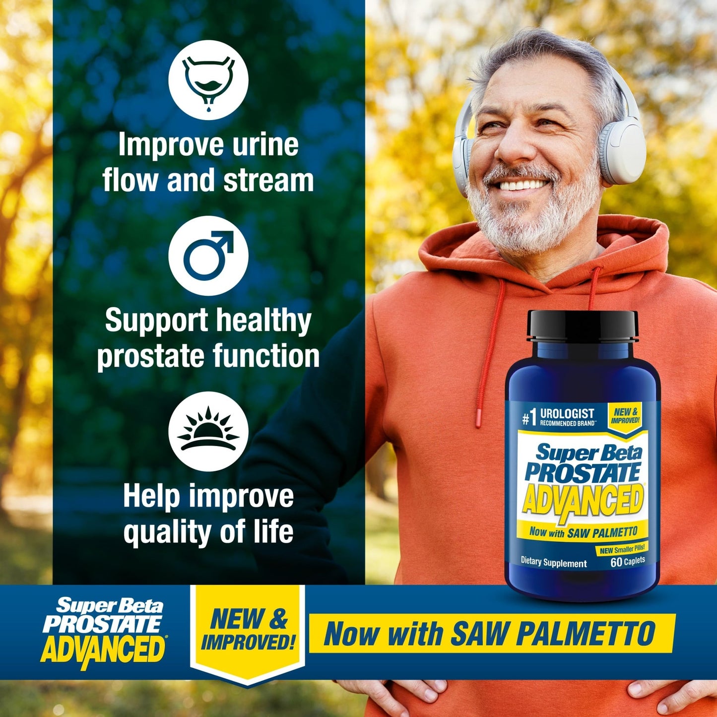 SUPER BETA PROSTATE Advanced with Saw Palmetto - Prostate Health Supplements for Men, Bladder & Urinary Support with Beta-sitosterol, Reishi, Saw Palmetto, Vitamin D - dailyvitalstore