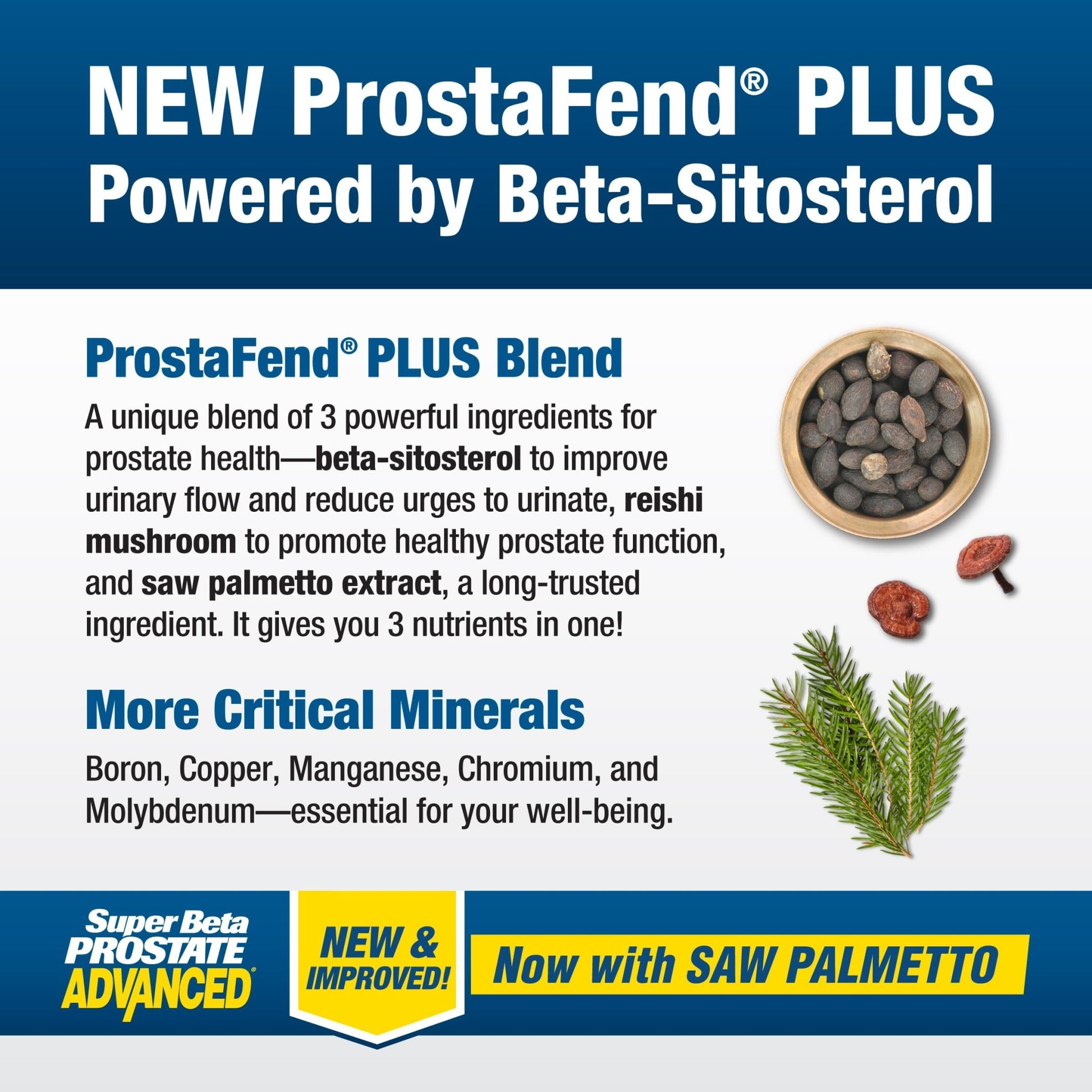 SUPER BETA PROSTATE Advanced with Saw Palmetto - Prostate Health Supplements for Men, Bladder & Urinary Support with Beta-sitosterol, Reishi, Saw Palmetto, Vitamin D - dailyvitalstore