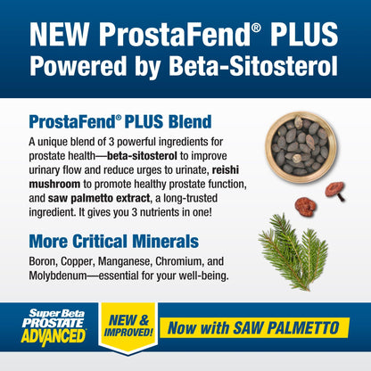 SUPER BETA PROSTATE Advanced with Saw Palmetto - Prostate Health Supplements for Men, Bladder & Urinary Support with Beta-sitosterol, Reishi, Saw Palmetto, Vitamin D - dailyvitalstore
