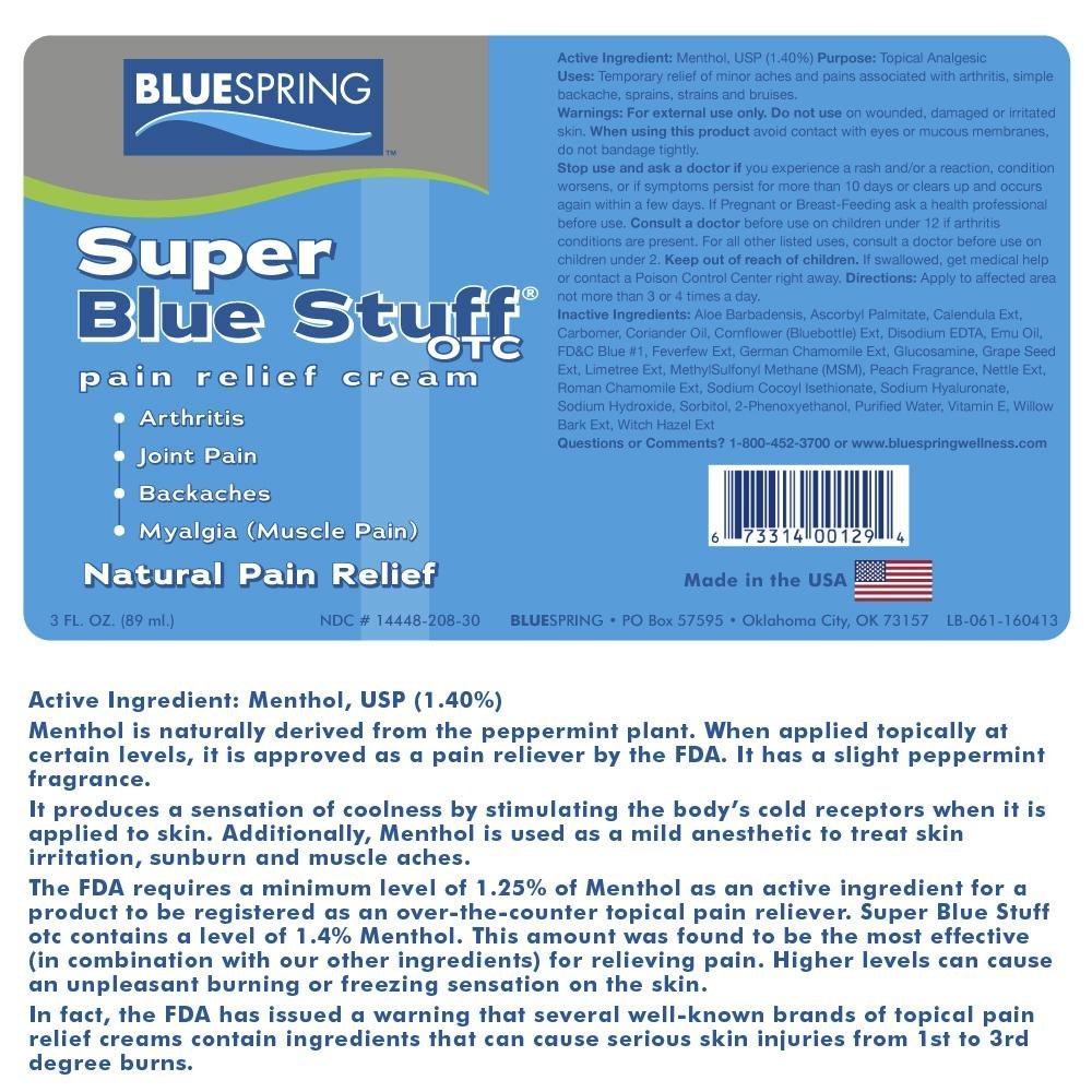 Super Blue Stuff Natural Pain Relief roll on with Emu Oil by BlueSpring- Pain relief rub Anti Inflammatory Analgesic Cream for Back, Knee, Joint, Muscle, Arthritis, and neck Pain Relief- 3 Oz roll-on. - dailyvitalstore