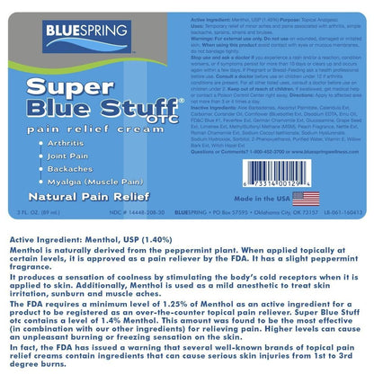 Super Blue Stuff Natural Pain Relief roll on with Emu Oil by BlueSpring- Pain relief rub Anti Inflammatory Analgesic Cream for Back, Knee, Joint, Muscle, Arthritis, and neck Pain Relief- 3 Oz roll-on. - dailyvitalstore