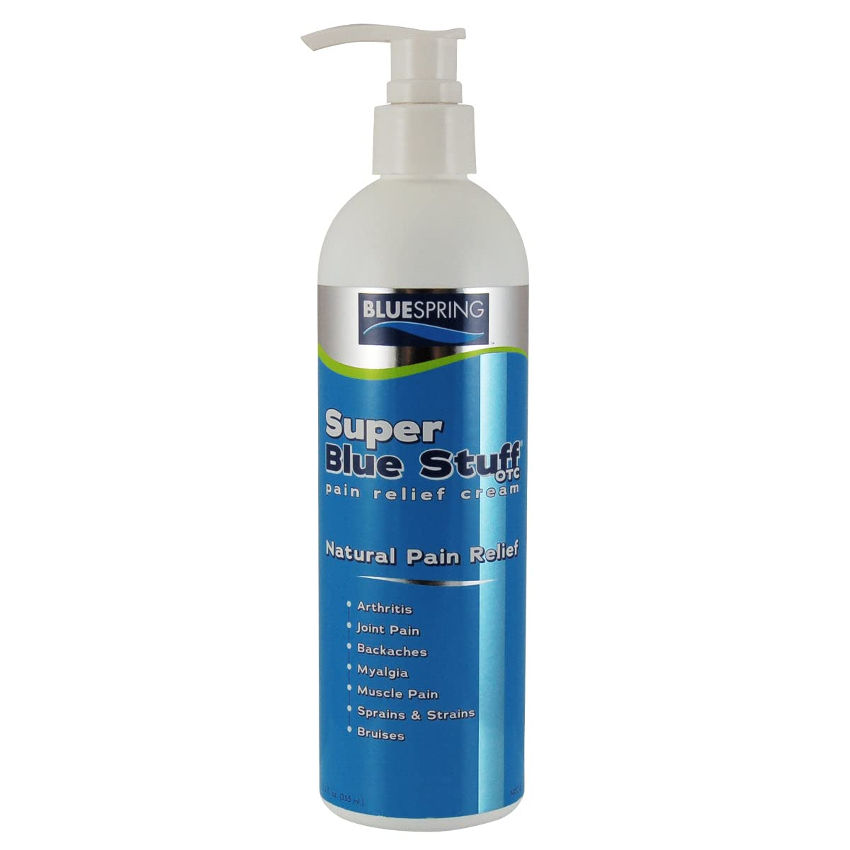 Super Blue Stuff OTC 12-oz. Pump Bottle - Natural, Made in USA, Paraben-free, Works in As Little As 5 Minutes for Joint/Muscle Pain, Backaches, Sprains/Strains, Bruises & Arthritis by Blue Spring - dailyvitalstore
