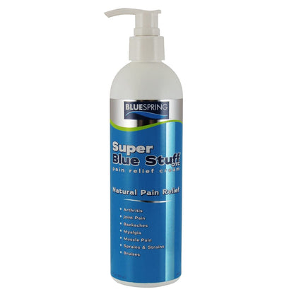 Super Blue Stuff OTC 12-oz. Pump Bottle - Natural, Made in USA, Paraben-free, Works in As Little As 5 Minutes for Joint/Muscle Pain, Backaches, Sprains/Strains, Bruises & Arthritis by Blue Spring - dailyvitalstore