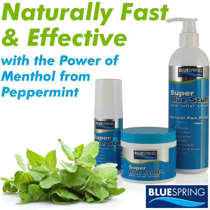 Super Blue Stuff OTC 12-oz. Pump Bottle - Natural, Made in USA, Paraben-free, Works in As Little As 5 Minutes for Joint/Muscle Pain, Backaches, Sprains/Strains, Bruises & Arthritis by Blue Spring - dailyvitalstore