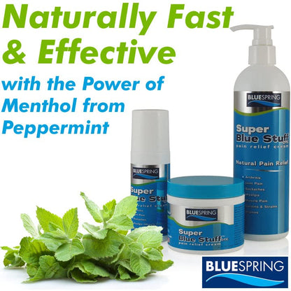 Super Blue Stuff OTC 12-oz. Pump Bottle - Natural, Made in USA, Paraben-free, Works in As Little As 5 Minutes for Joint/Muscle Pain, Backaches, Sprains/Strains, Bruises & Arthritis by Blue Spring - dailyvitalstore