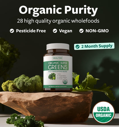 Super Greens & Antioxidants (2-Month Supply) Antioxidant Power Greens Bundle of Organic Super Greens Powder - Complete Superfood (120 Capsules) & Super Antioxidants - Powerful Superfood (120 Capsules) - dailyvitalstore