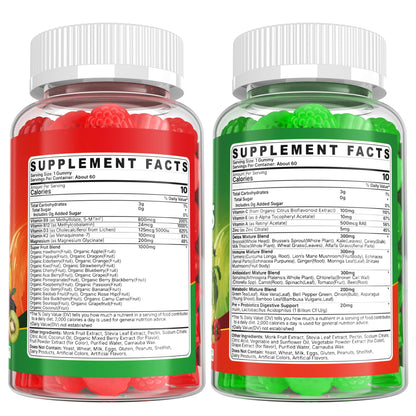 Super Greens Gummies, Daily Green Superfood Supplement w/Spirulina, Chlorella, Mushrooms, Probiotics, Multivitamins, 50+ Super Greens & Veggies Gummies to Boost Immunity, Energy & Gut Health, 120cts - dailyvitalstore