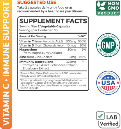 Super Greens & Vitamin C (1-Month Supply) Greens & C Synergy Bundle of Organic Super Greens Powder - Complete Superfood (60 Capsules) & & Vitamin C Immune Support (60 Vegetarian Caps)(Non-GMO) - dailyvitalstore