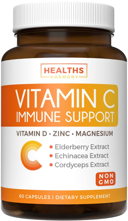 Super Greens & Vitamin C (1-Month Supply) Greens & C Synergy Bundle of Organic Super Greens Powder - Complete Superfood (60 Capsules) & & Vitamin C Immune Support (60 Vegetarian Caps)(Non-GMO) - dailyvitalstore
