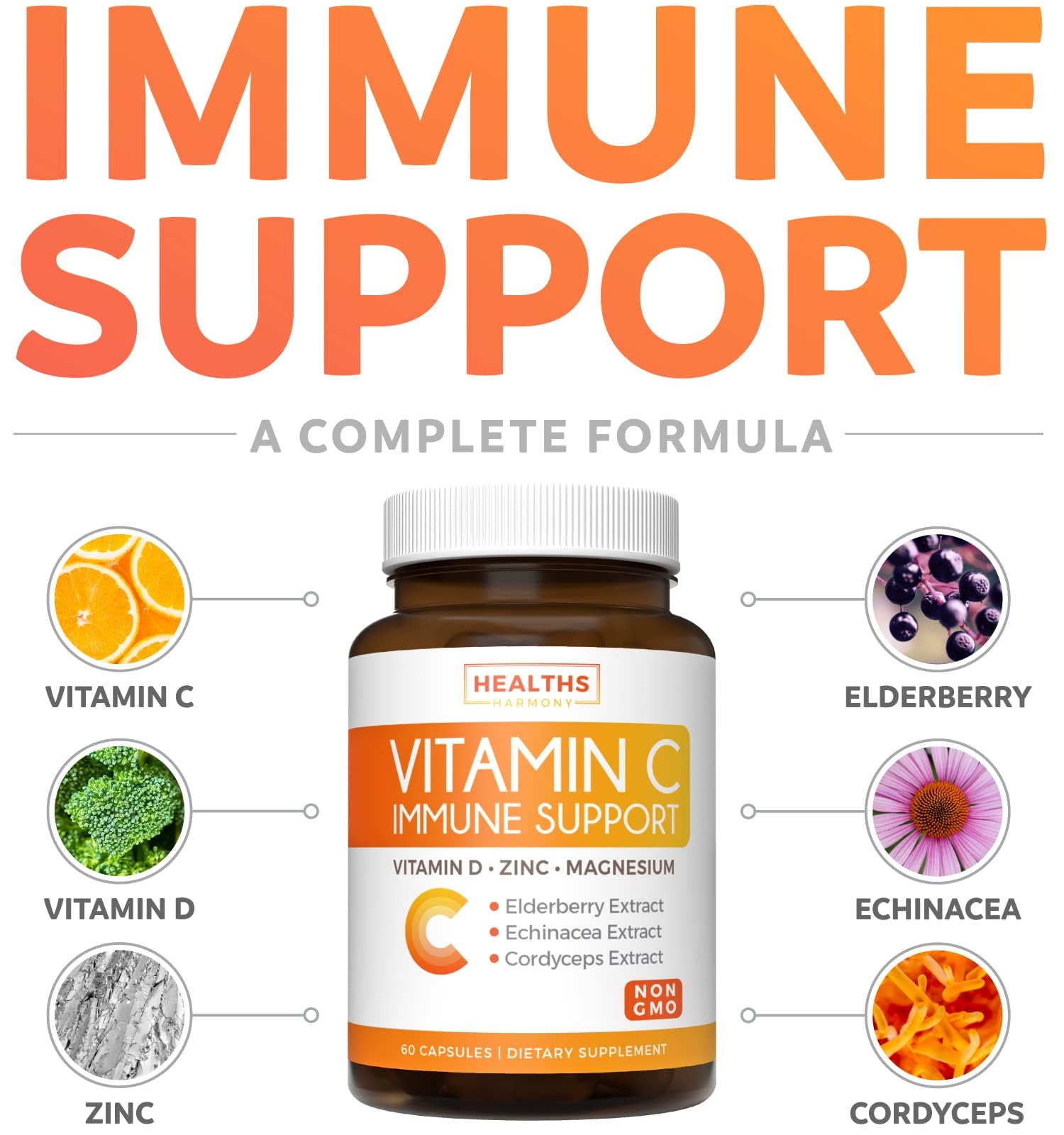 Super Greens & Vitamin C (1-Month Supply) Greens & C Synergy Bundle of Organic Super Greens Powder - Complete Superfood (60 Capsules) & & Vitamin C Immune Support (60 Vegetarian Caps)(Non-GMO) - dailyvitalstore