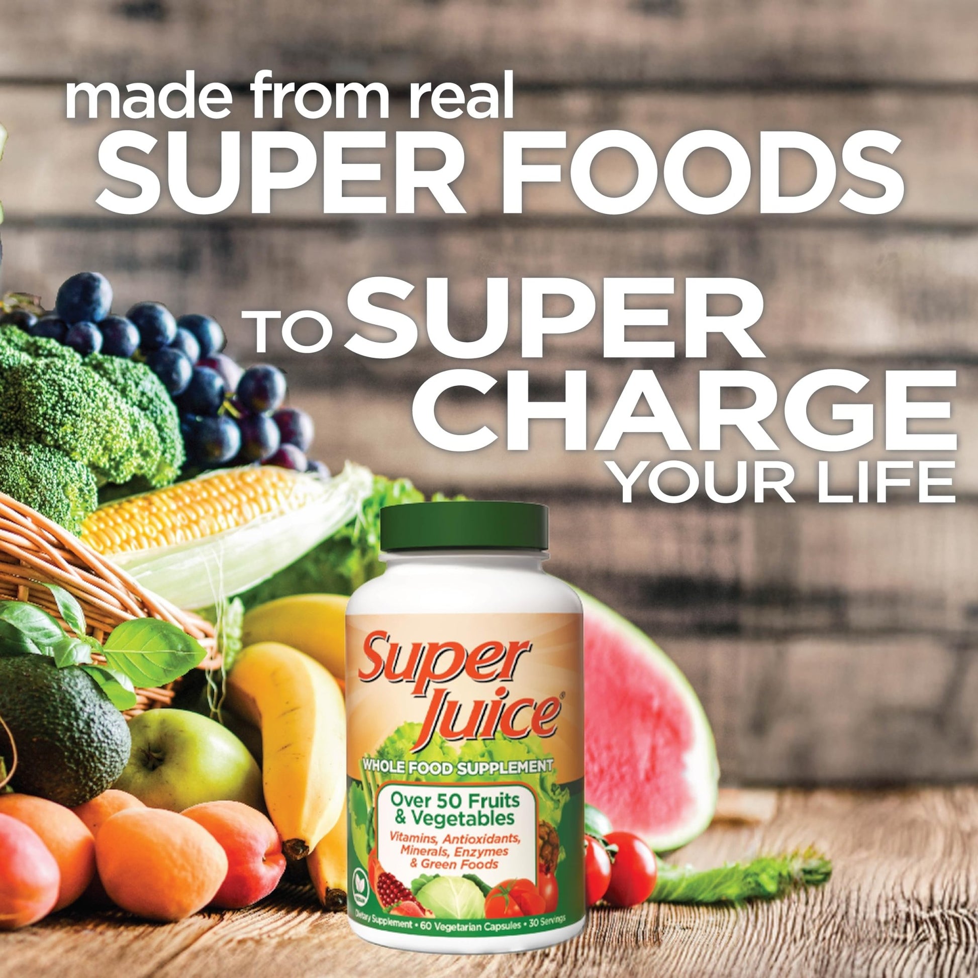 Super Juice Wholefood Supplement, Vegetable and Fruit Supplement, Phyto-Nutrient Formula, Potent Antioxidants - dailyvitalstore