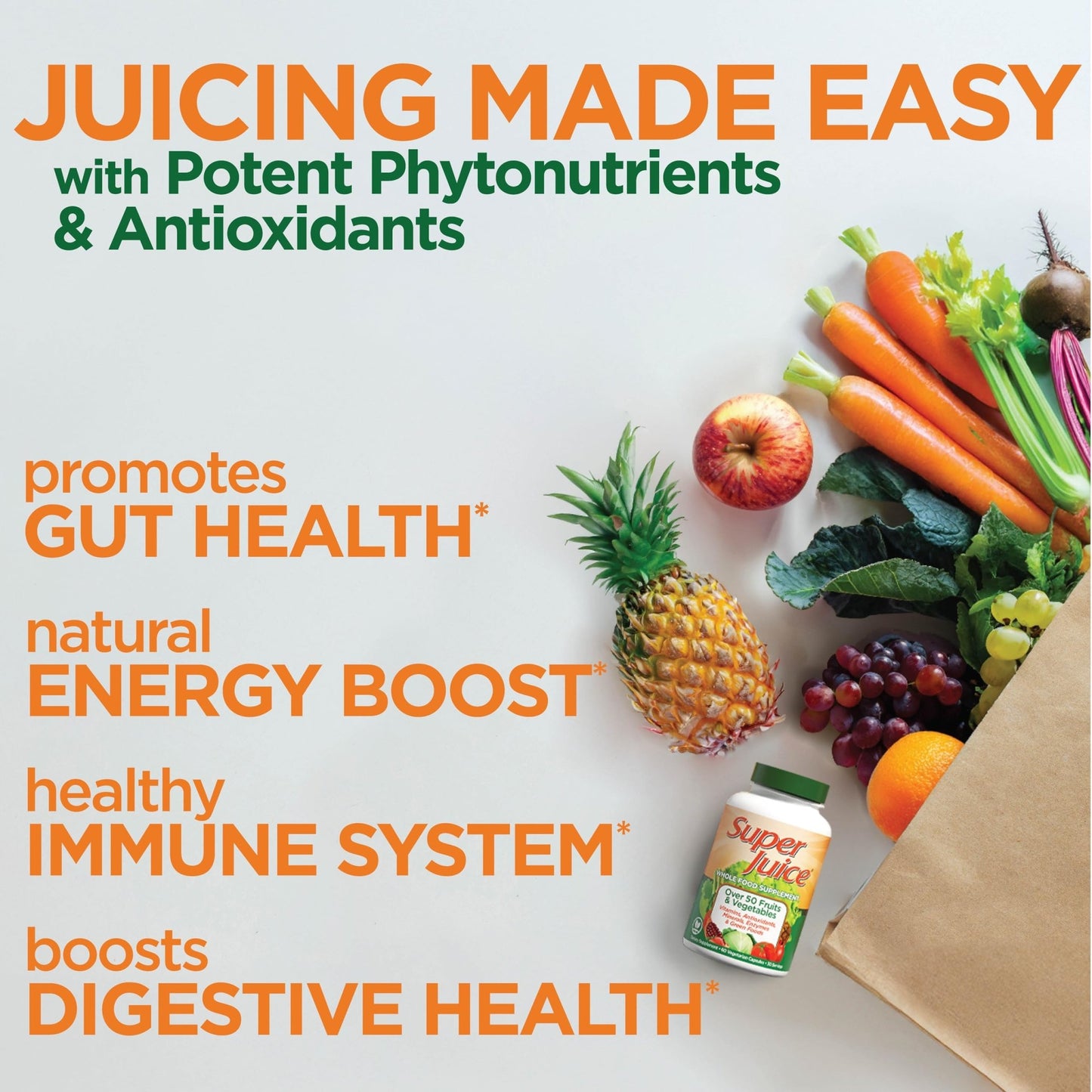 Super Juice Wholefood Supplement, Vegetable and Fruit Supplement, Phyto-Nutrient Formula, Potent Antioxidants - dailyvitalstore