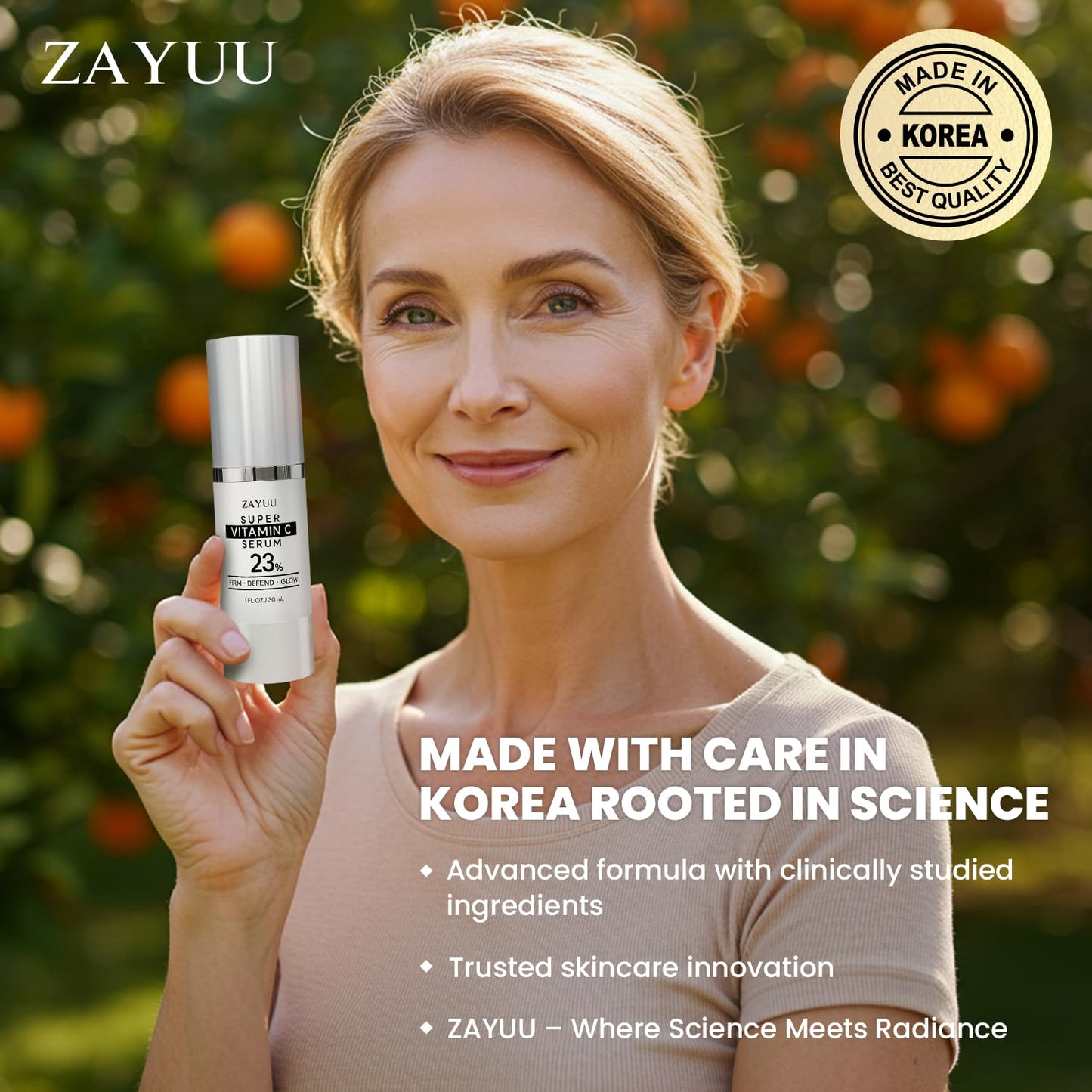 Super Korean Vitamin C Face Serum 23%: Brightening Hydrating Formula with Hyaluronic Acid, Vitamin E & Ferulic Acid — Anti-Aging Serum for Wrinkles, - dailyvitalstore