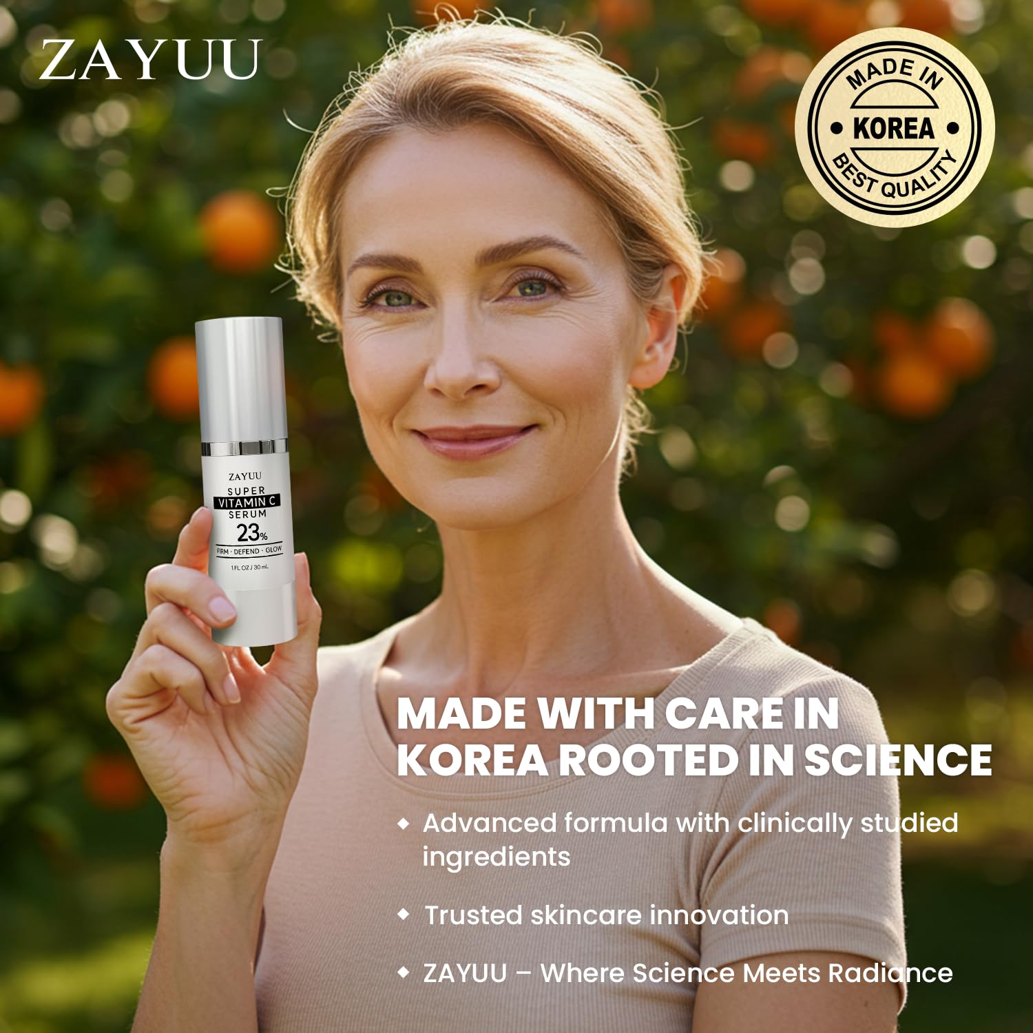 Super Korean Vitamin C Face Serum 23%: Brightening Hydrating Formula with Hyaluronic Acid, Vitamin E & Ferulic Acid — Anti-Aging Serum for Wrinkles, - dailyvitalstore