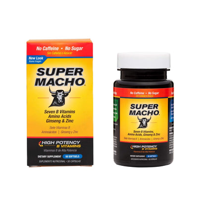 Super Macho Dietary Supplement with High Potency Zinc & 7 B Vitamins, No Preservatives, Sugar or Caffeine, Made in USA, 50 Softgels (3 Pack) - dailyvitalstore