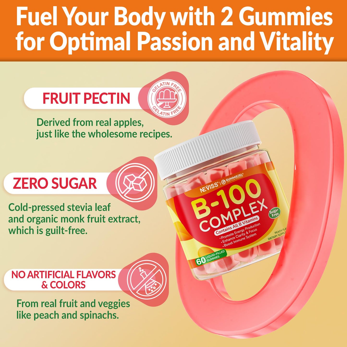 Super Vitamin B Complex Gummies - Methylated B Complex for Women & Men, All B Vitamins, Methyl B12, Methylfolate, Vitamin C, Choline, Inositol, PABA for Energy - dailyvitalstore