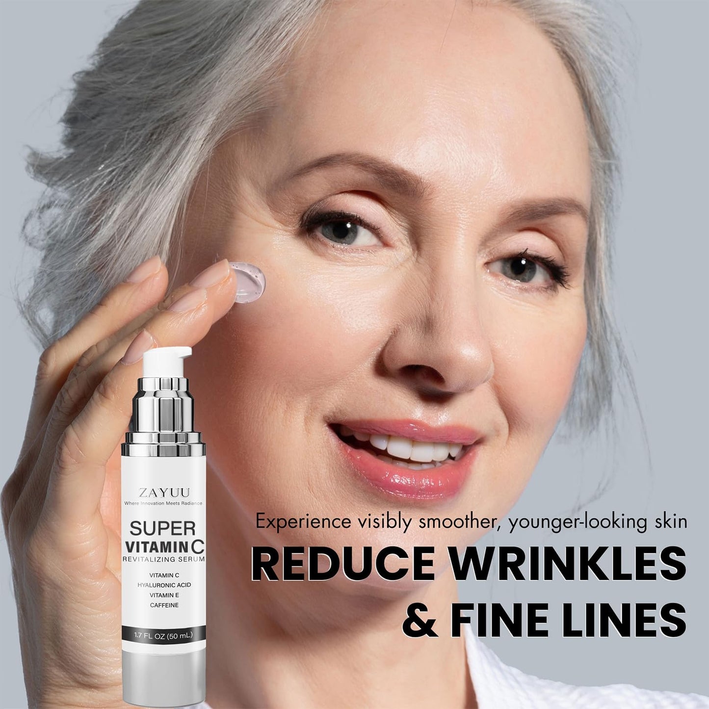 Super Vitamin C Face Serum for Mature Skin: Hydrating Brightening Formula - Vitamin C, Hyaluronic Acid, Vitamin E, Caffeine - dailyvitalstore