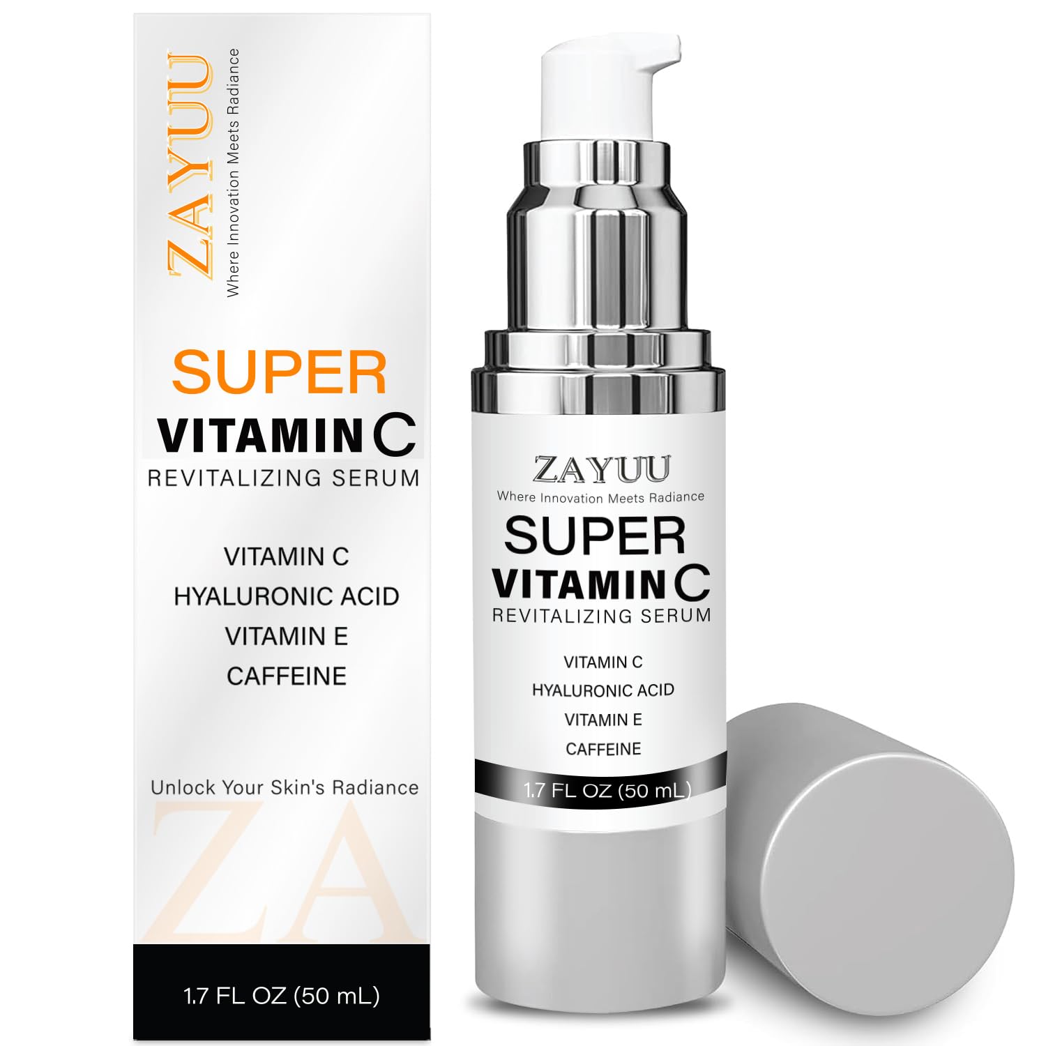 Super Vitamin C Face Serum for Mature Skin: Hydrating Brightening Formula - Vitamin C, Hyaluronic Acid, Vitamin E, Caffeine - dailyvitalstore