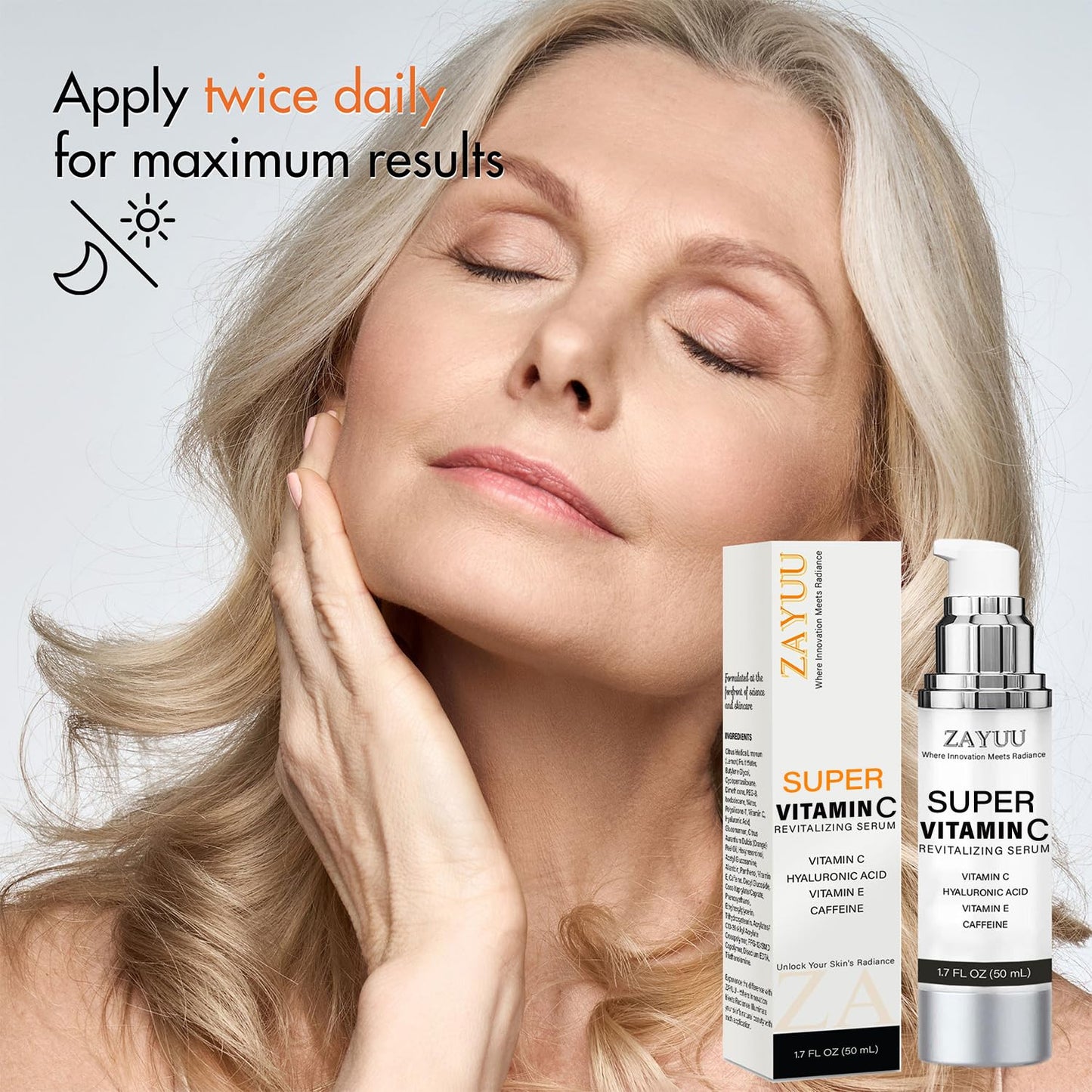 Super Vitamin C Face Serum for Mature Skin: Hydrating Brightening Formula - Vitamin C, Hyaluronic Acid, Vitamin E, Caffeine - dailyvitalstore