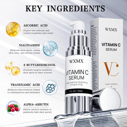 Super Vitamin C Serum for Face: All-in-One Hydrating Anti-Aging Formula by Vitamin C, Hyaluronic Acid, Caffeine-Firming, Lifting, Targets Dark Spots, - dailyvitalstore