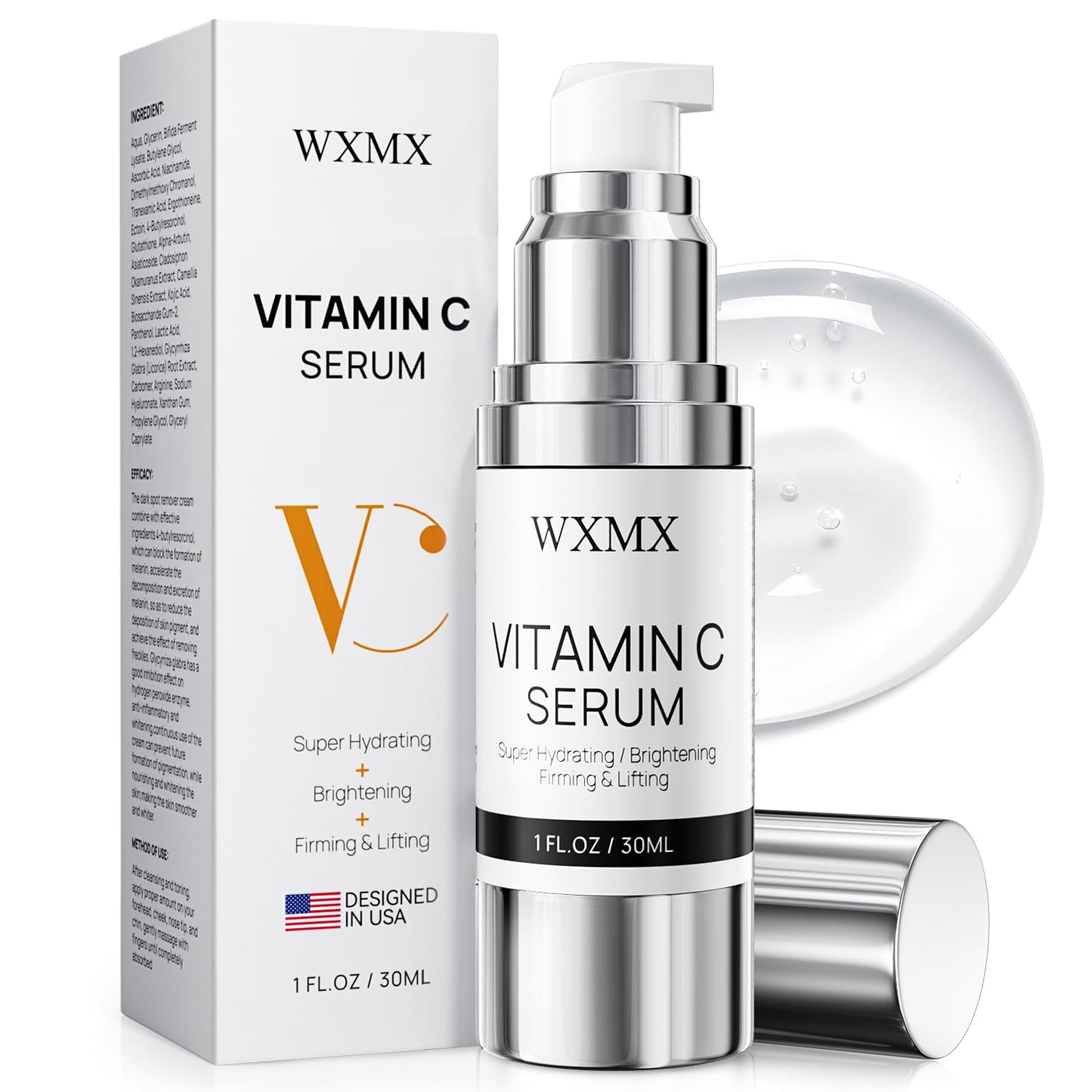 Super Vitamin C Serum for Face: All-in-One Hydrating Anti-Aging Formula by Vitamin C, Hyaluronic Acid, Caffeine-Firming, Lifting, Targets Dark Spots, - dailyvitalstore