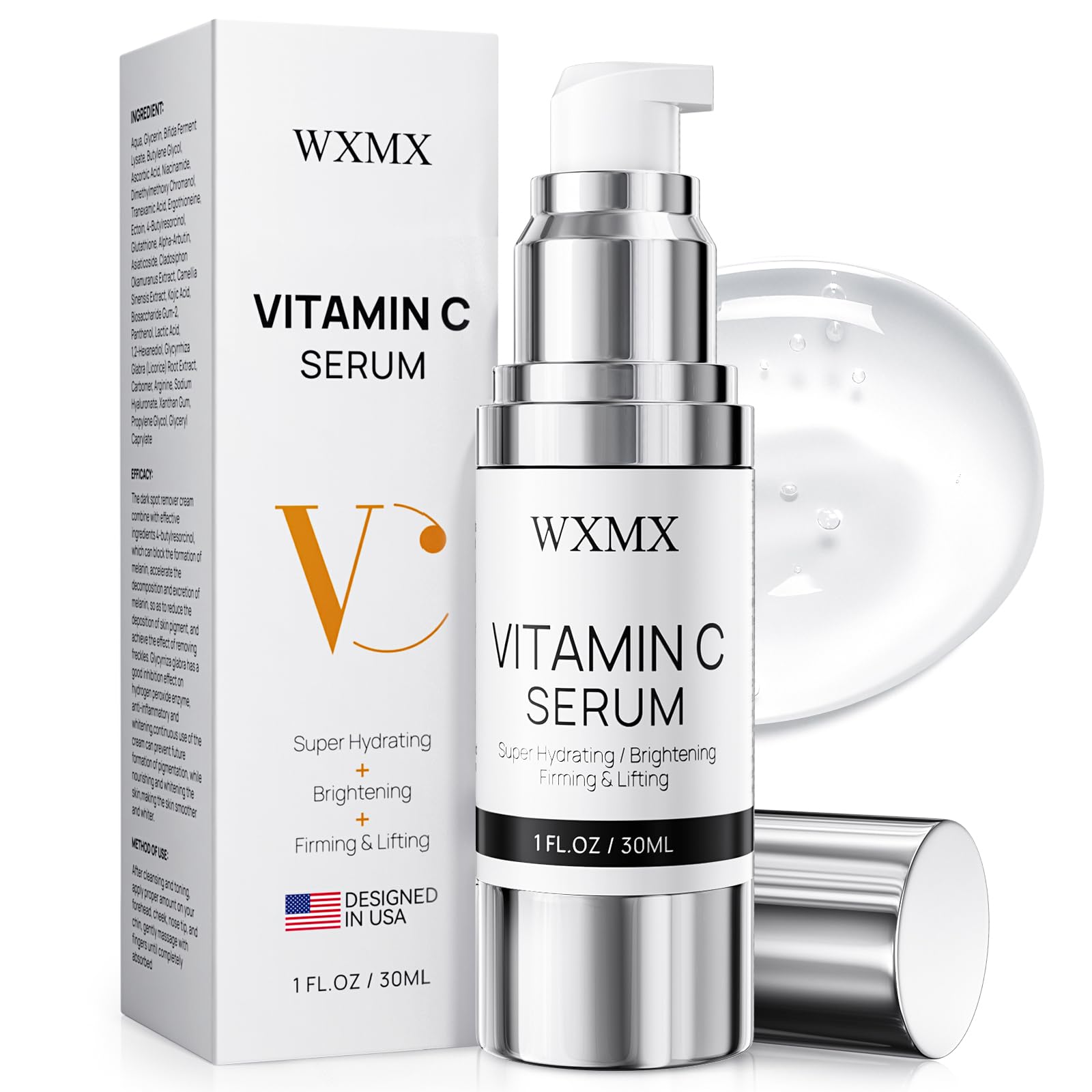 Super Vitamin C Serum for Face: All-in-One Hydrating Anti-Aging Formula by Vitamin C, Hyaluronic Acid, Caffeine-Firming, Lifting, Targets Dark Spots, - dailyvitalstore