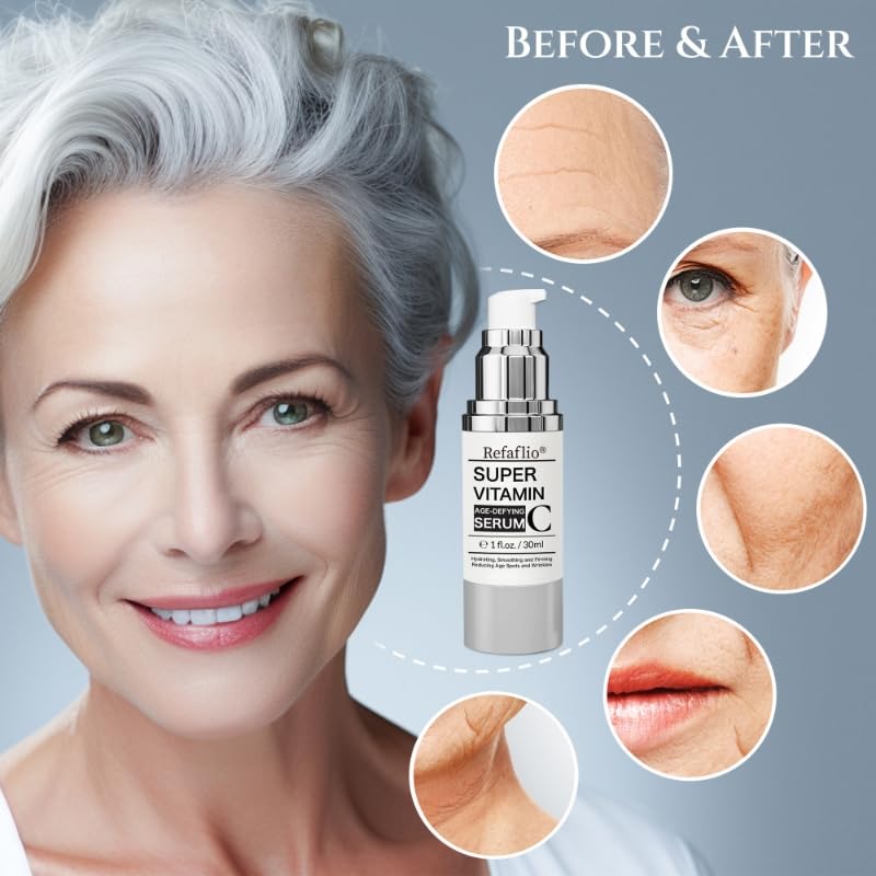 Super Vitamin C Serum for Women over 70, Rapid Anti Aging Cream, Face Lift Cream, Hydrates, Softens, Lifts and Firms, Fights Wrinkles, Advanced Super Serum C 3PCS. (90ml) - dailyvitalstore