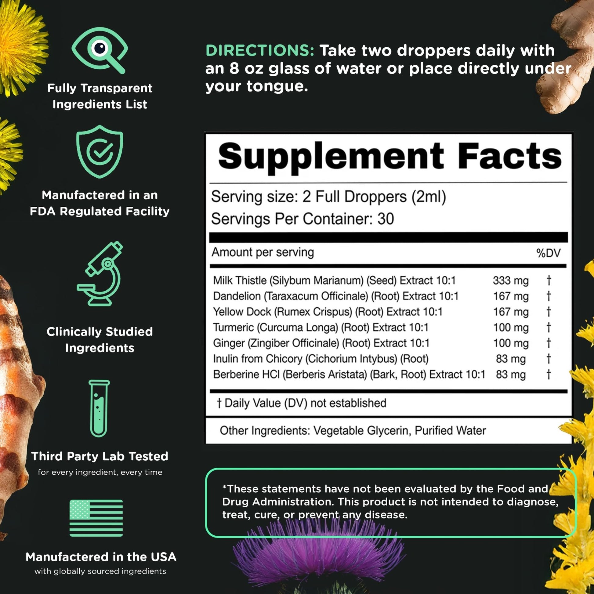 SuperBonsai Milk Thistle Herbal Liquid Supplement - Doctor-Formulated Botanical Blend with Milk Thistle and Dandelion Root - Vegan Non-GMO Drops - 3 Month Supply - dailyvitalstore
