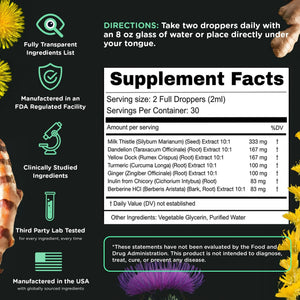 SuperBonsai Milk Thistle Herbal Liquid Supplement - Doctor-Formulated Botanical Blend with Milk Thistle and Dandelion Root - Vegan Non-GMO Drops - 3 Month Supply - dailyvitalstore