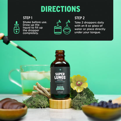 SuperBonsai Super Lungs Mullein Drops – Herbal Lung Support Tincture with Mullein Leaf Extract Elderberry Reishi Marshmallow Root - dailyvitalstore