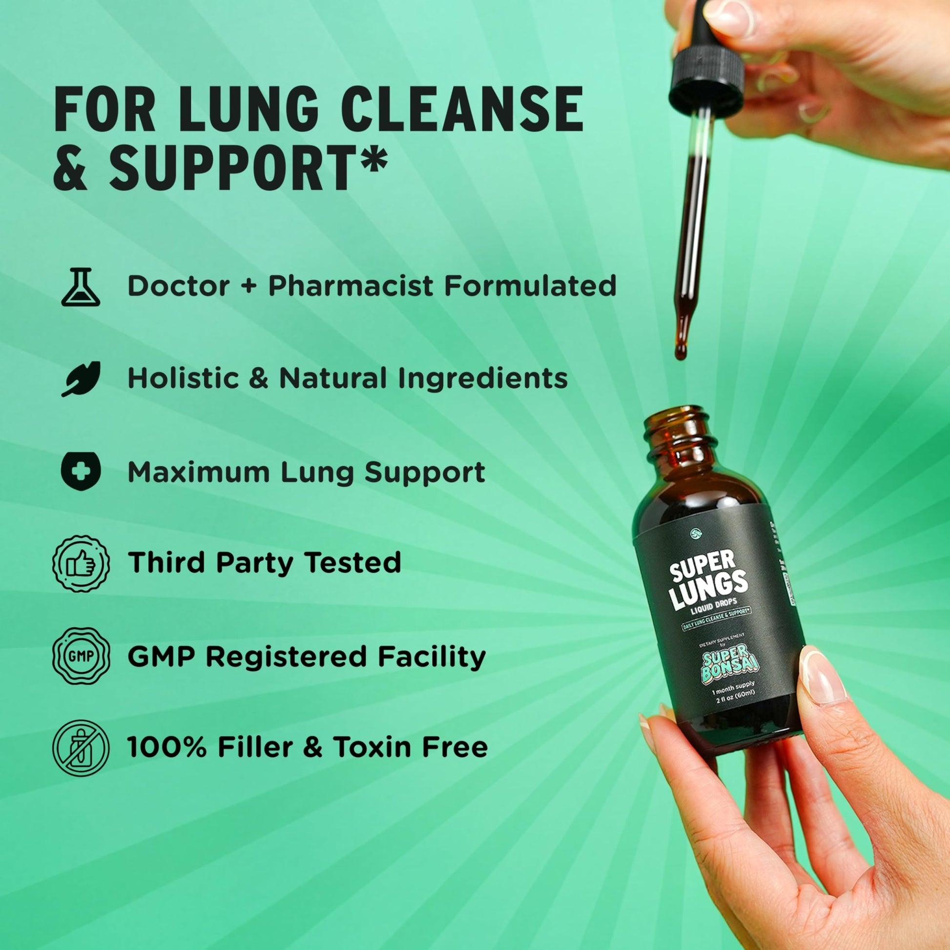 SuperBonsai Super Lungs Mullein Drops – Herbal Lung Support Tincture with Mullein Leaf Extract Elderberry Reishi Marshmallow Root - dailyvitalstore