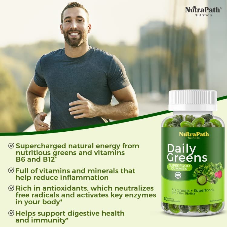 Superfood Daily Greens Gummies - Fruits, Veggies, and Super Foods for Immunity, Energy - 60 Gummies - dailyvitalstore
