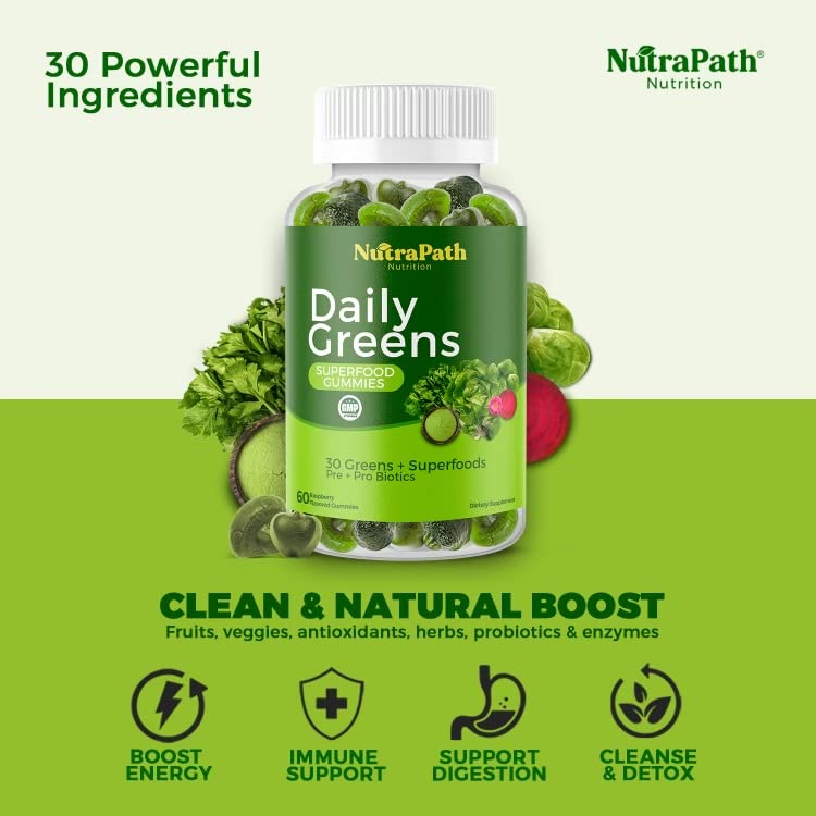Superfood Daily Greens Gummies - Fruits, Veggies, and Super Foods for Immunity, Energy - 60 Gummies - dailyvitalstore