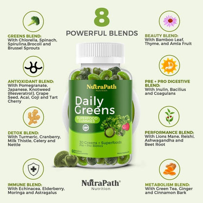 Superfood Daily Greens Gummies - Fruits, Veggies, and Super Foods for Immunity, Energy - 60 Gummies - dailyvitalstore