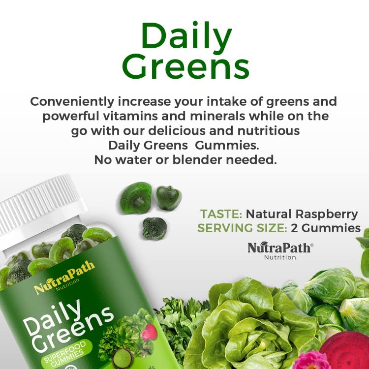 Superfood Daily Greens Gummies - Fruits, Veggies, and Super Foods for Immunity, Energy - 60 Gummies - dailyvitalstore