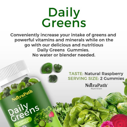 Superfood Daily Greens Gummies - Fruits, Veggies, and Super Foods for Immunity, Energy - 60 Gummies - dailyvitalstore