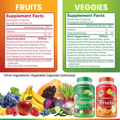 Superfood MD Fruits & Veggies Supplement - Whole Food Natural Superfoods - with Beta Carotene - Soy Free- 90 Count (Pack of 2) - dailyvitalstore