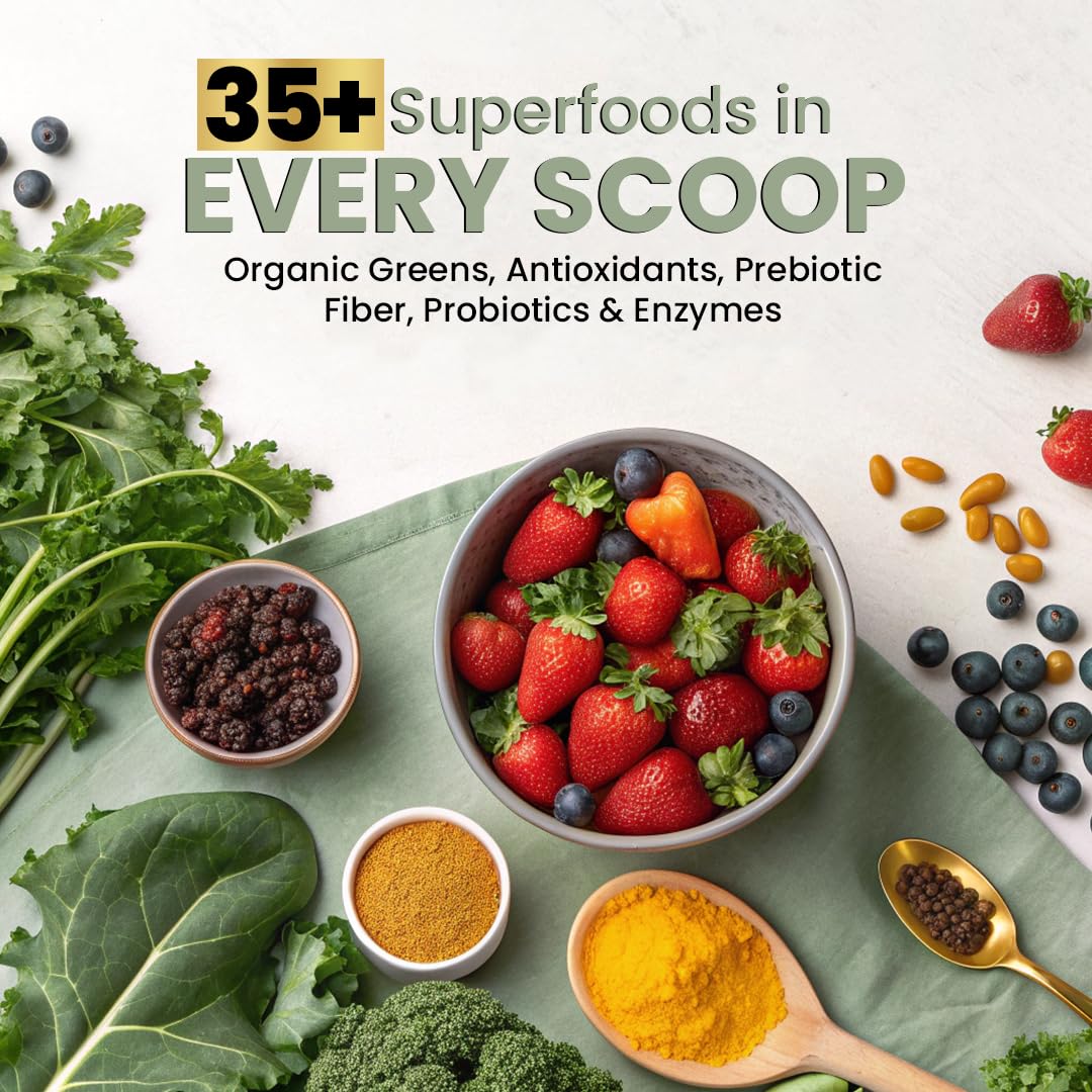 Superfood Reds & Greens Powder - 11.64 oz, Prebiotics & Probiotics for Digestive Health, Super Greens Powder with Ashwagandha for Gut Health, Immunity, Antioxidants, - dailyvitalstore