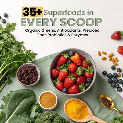 Superfood Reds & Greens Powder - 11.64 oz, Prebiotics & Probiotics for Digestive Health, Super Greens Powder with Ashwagandha for Gut Health, Immunity, Antioxidants, - dailyvitalstore